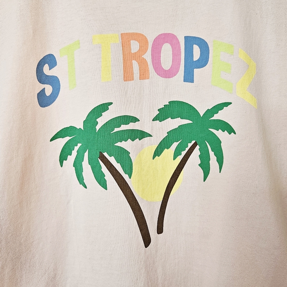 Wildfox St. Tropez Print Soft Pink Cotton Muscle Tee Medium - Picture 3 of 8